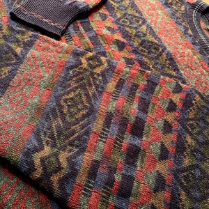 【THE ITALIAN SWEATER CO】イタリア製 ウール アクリル 柄ニット セーター 柄物 総柄 オールパターン L MADE IN ITALY EU古着