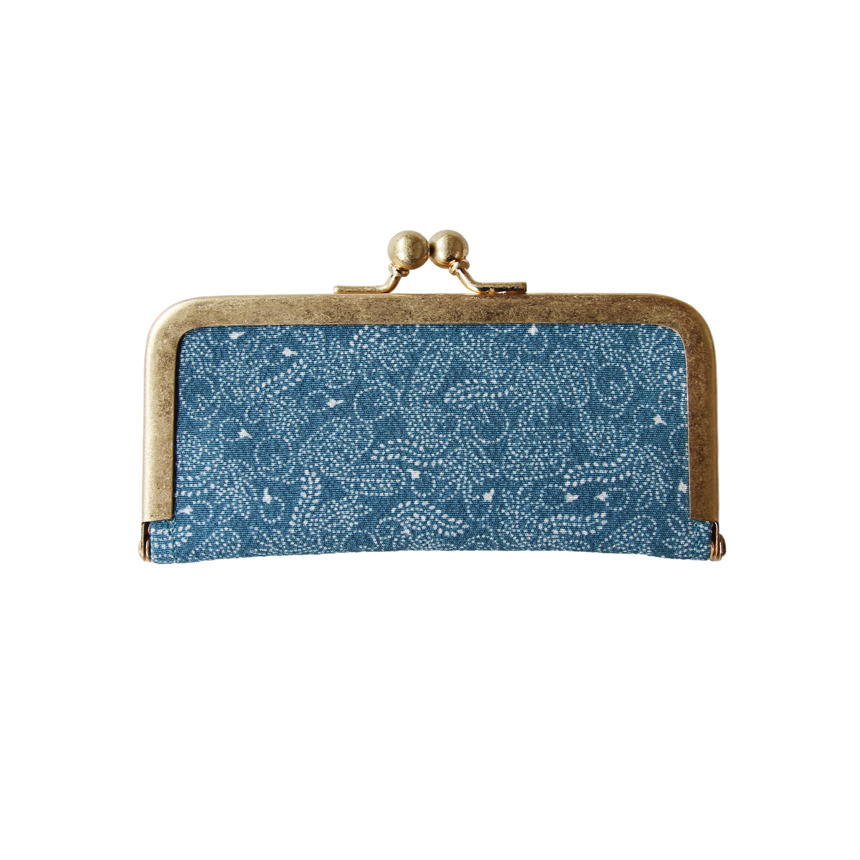 がま口 小物入れ〈 一富士二鷹三茄子・深藍色 〉 | 伊予小紋いちよう