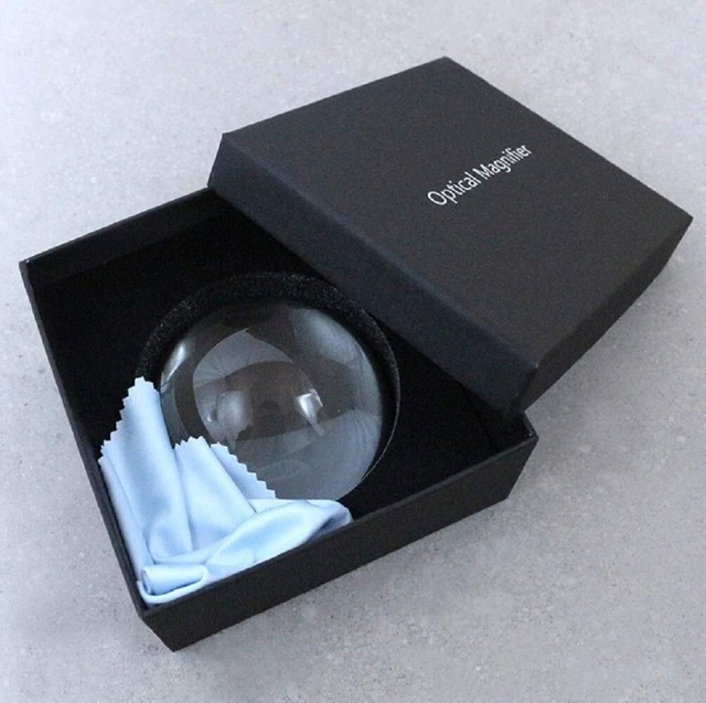 【特価商品】himsyuden クリスタル ルーペ 拡大鏡 6倍率 水まんじゅう 半円形 半球 文鎮鏡 母の日 地図 新聞 雑誌 拡大 ペーパーウェイト 母 父 先生 敬老の日 ギフトボックス付き 80mm