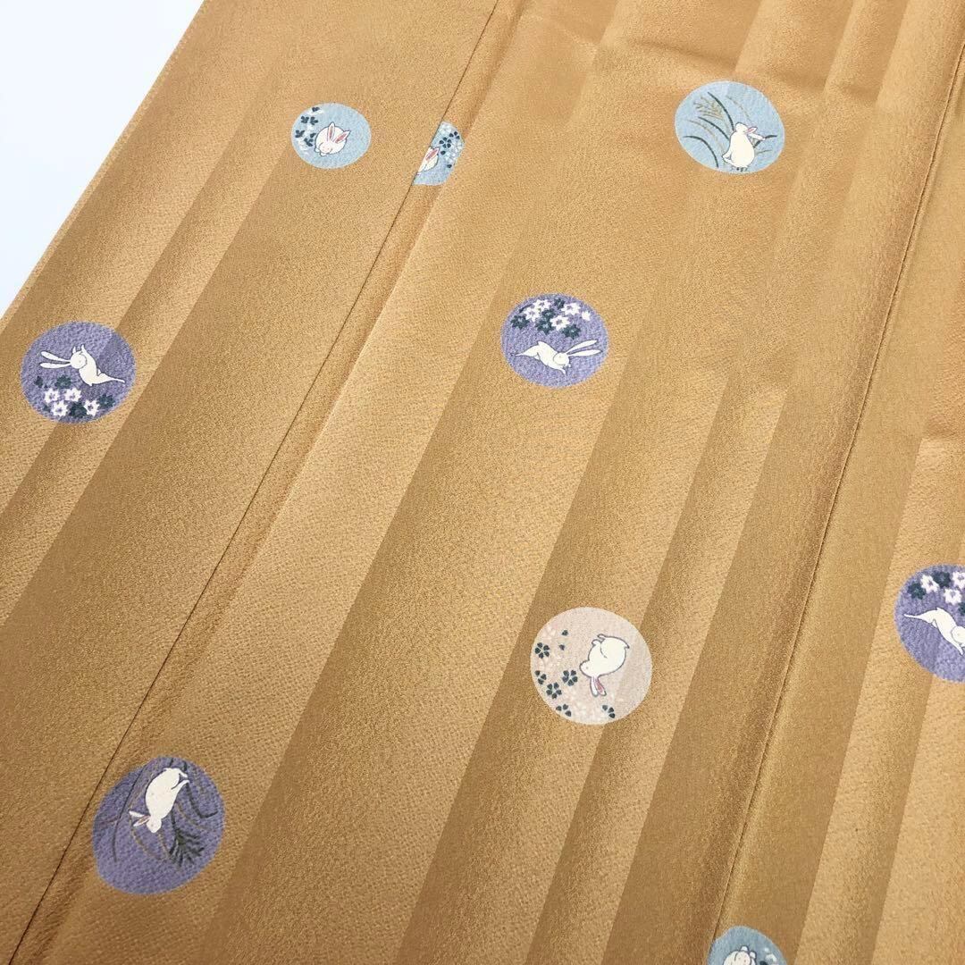 小紋 飛び柄 丸にうさぎ柄 縮緬 枇杷茶色 しつけ糸 K-3286 