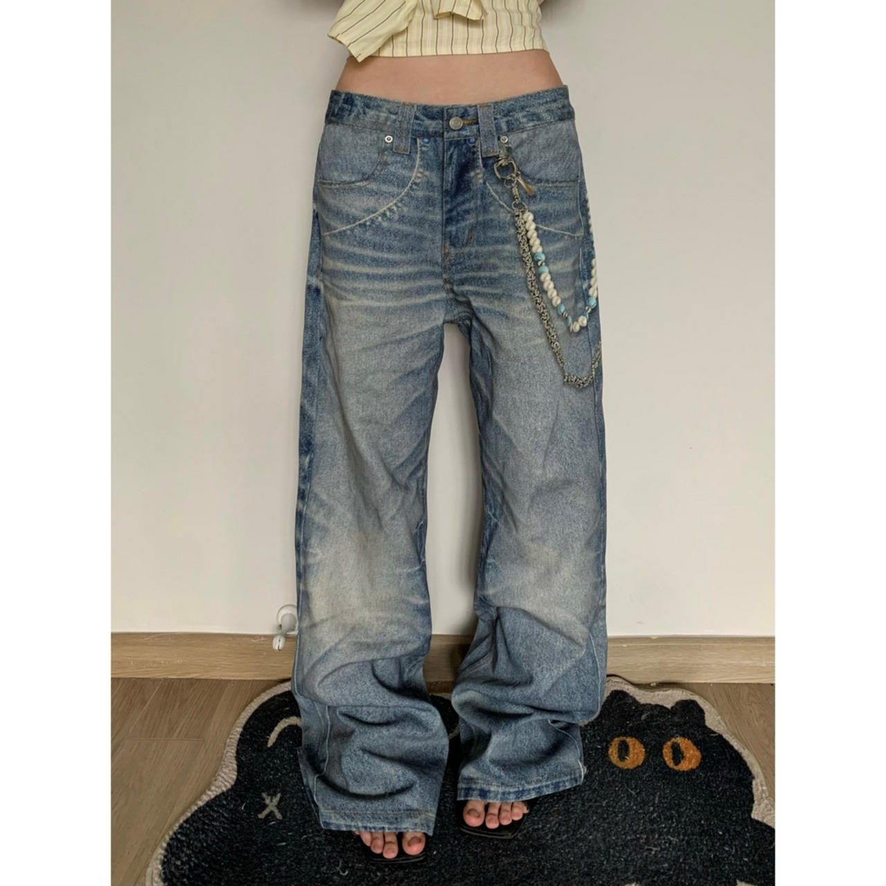 ストリート  3Dプリントデニムパンツ P399