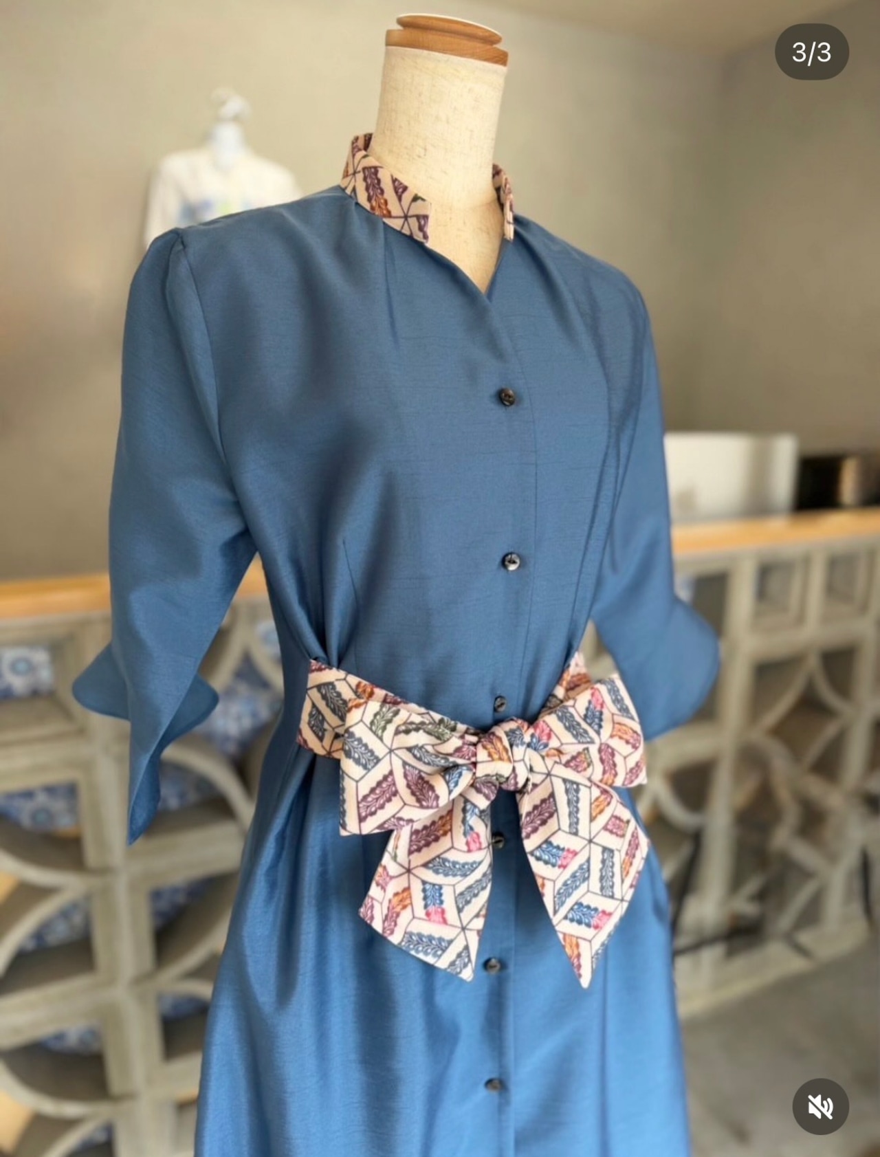 ワイドリボンkariyushiワンピース blue