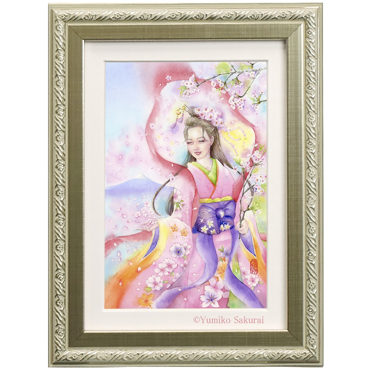 女神様の絵「 木花咲耶姫命 」 複製画 スタンド付き2Lサイズ | 幸せの 