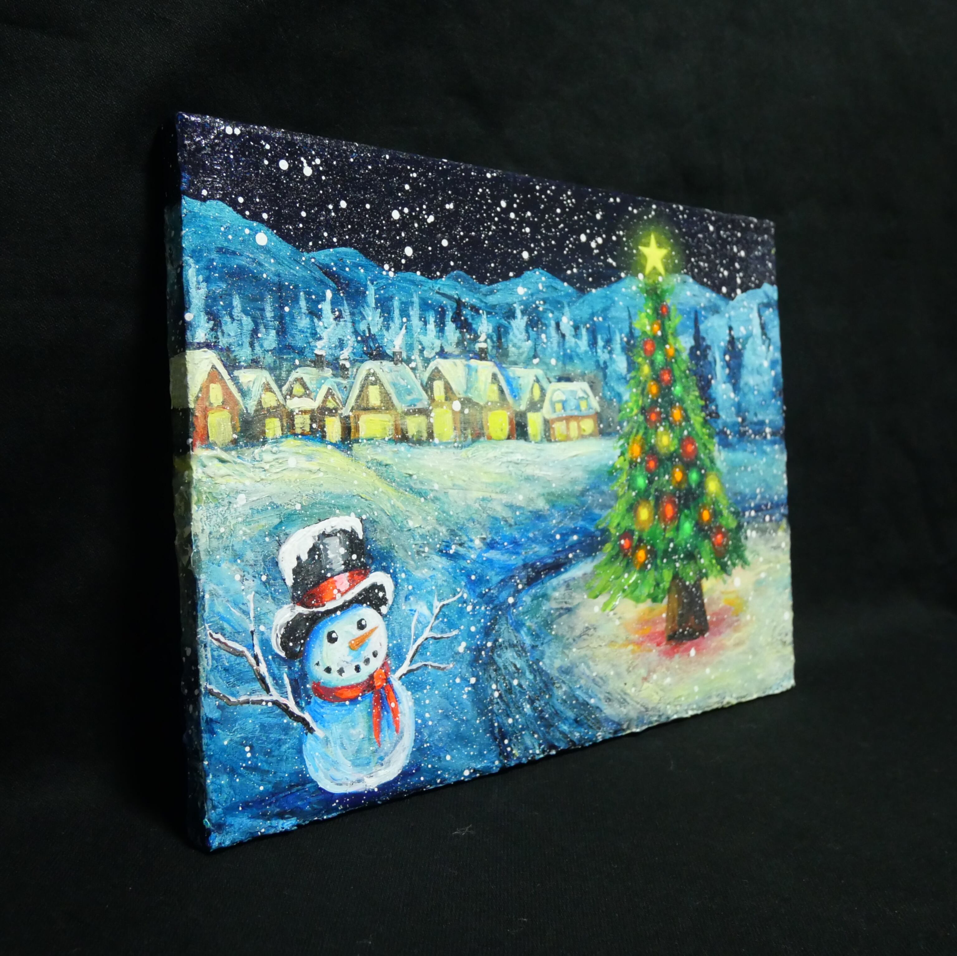 油絵 油彩 油彩画 絵 絵画 【ホワイト・クリスマス・キャロル