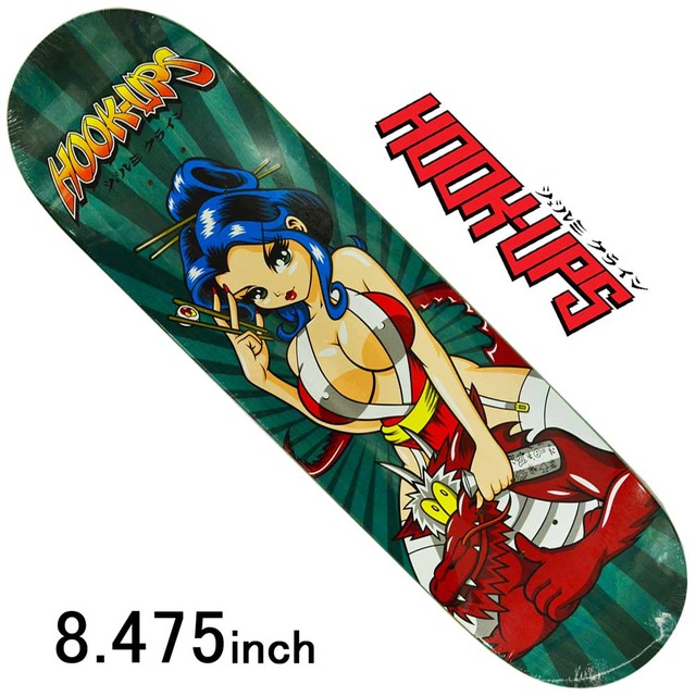 スケボー スケート デッキ スケートボードHOOK UPS フック アップGEISHA 3 KIMIKO Green 8.475inchストリート オシャレ ファッション アイテム ジェルミークライン