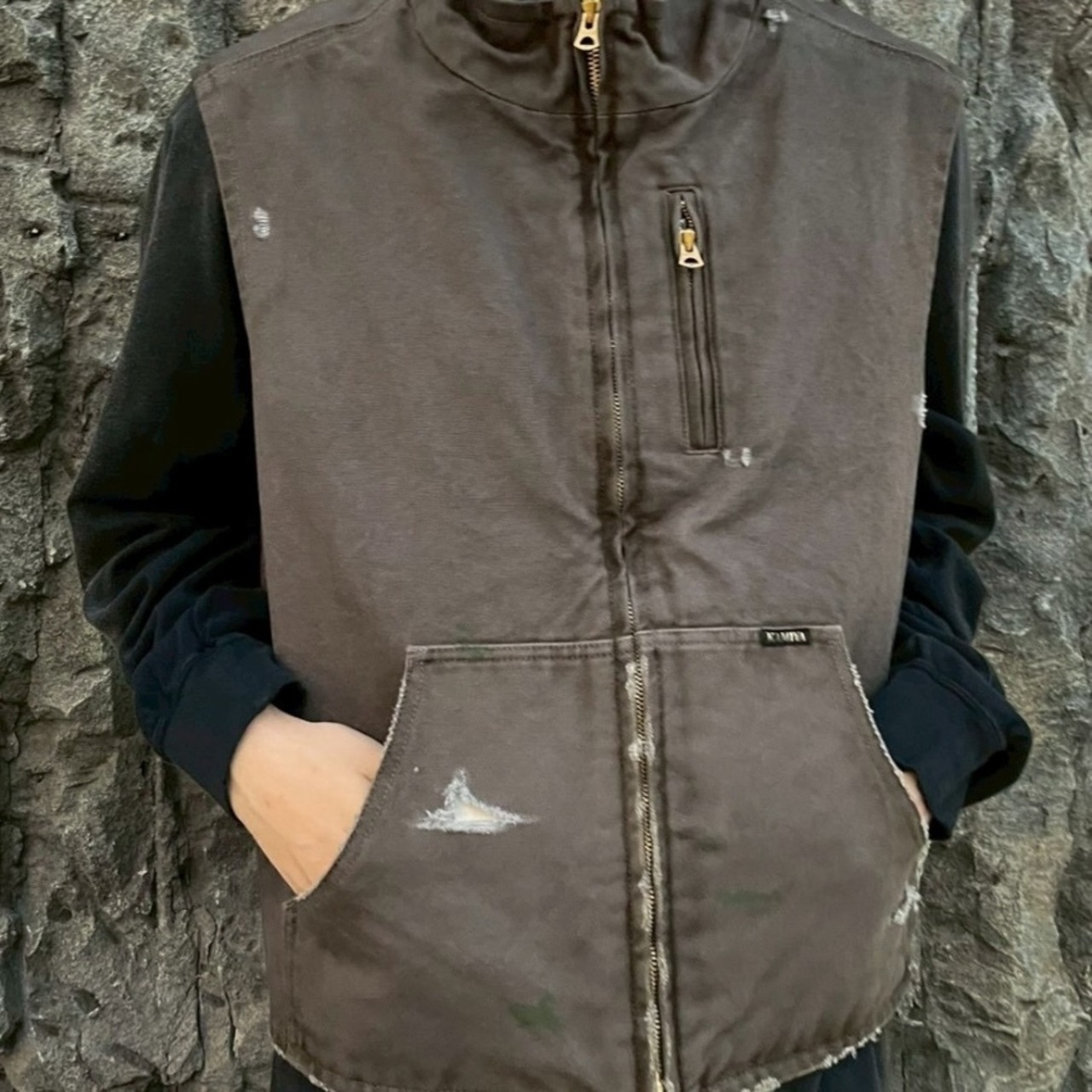 【KAMIYA】BORO Duck Vest - 15