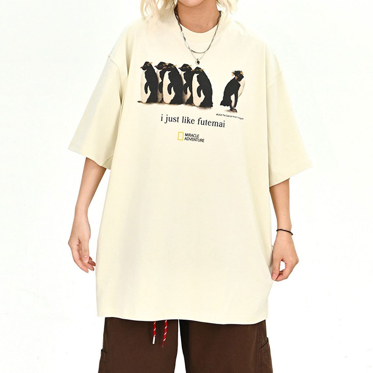 ペンギングラフィックルーズフィットTシャツ 2col R02055