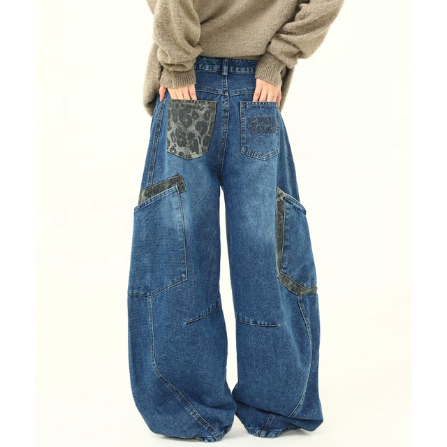 leopard-point pocket denim　レオパードポイントポケットデニム　J2097