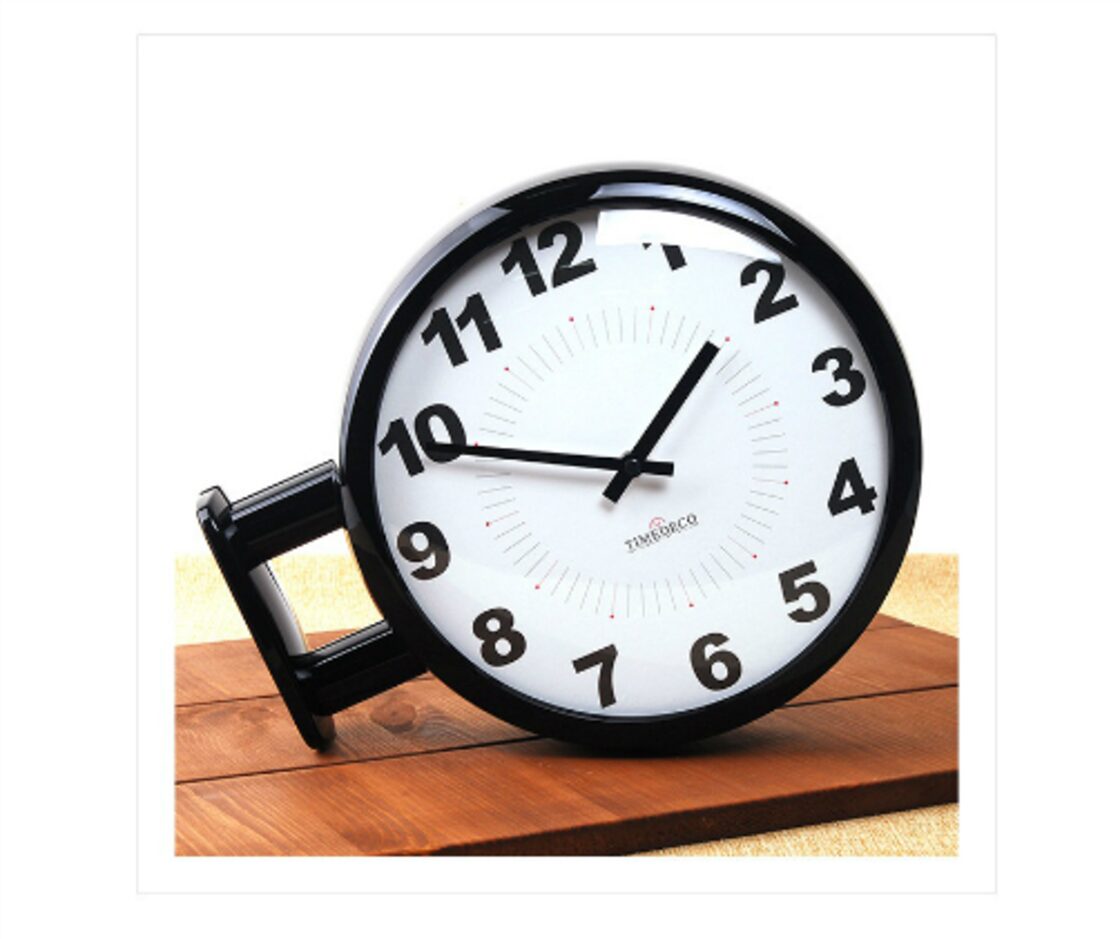 両面電波時計 両面時計 Morden Double Clock A6(BK) おしゃれな 低騷音 