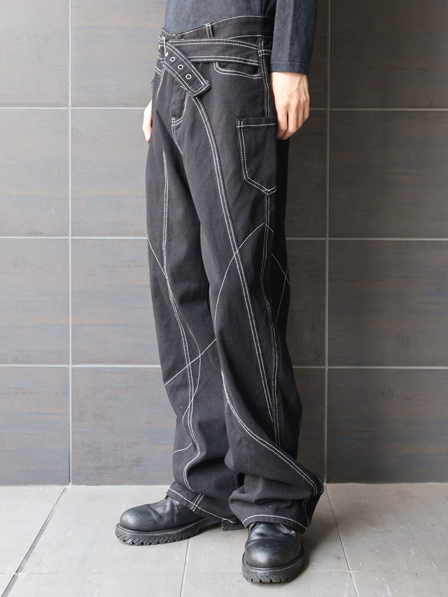 waist detail stich design denim pants