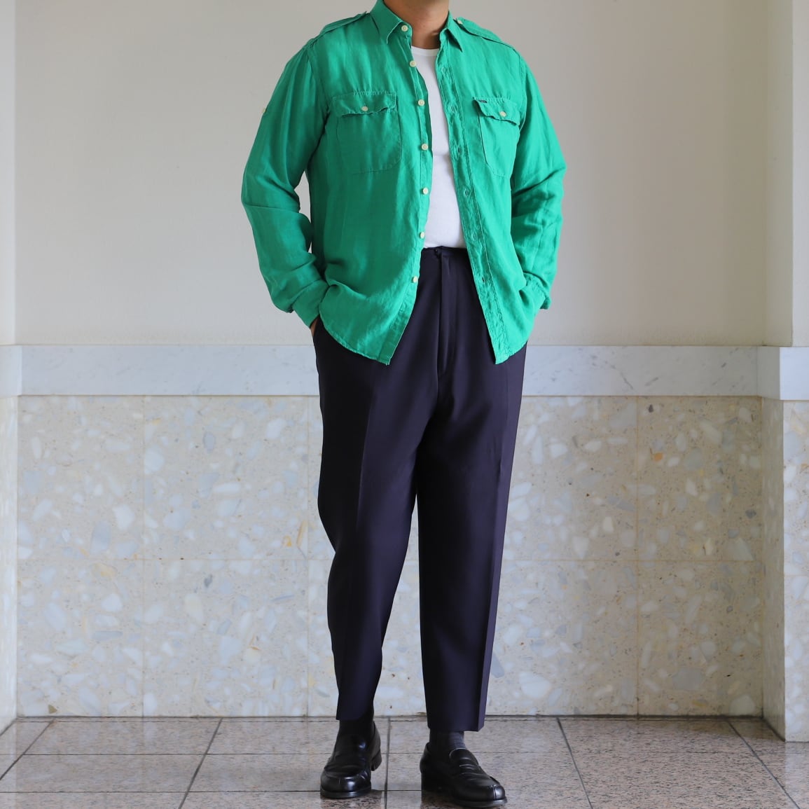 極美品】90s Ralph Lauren special linen silk work shirts Vintage