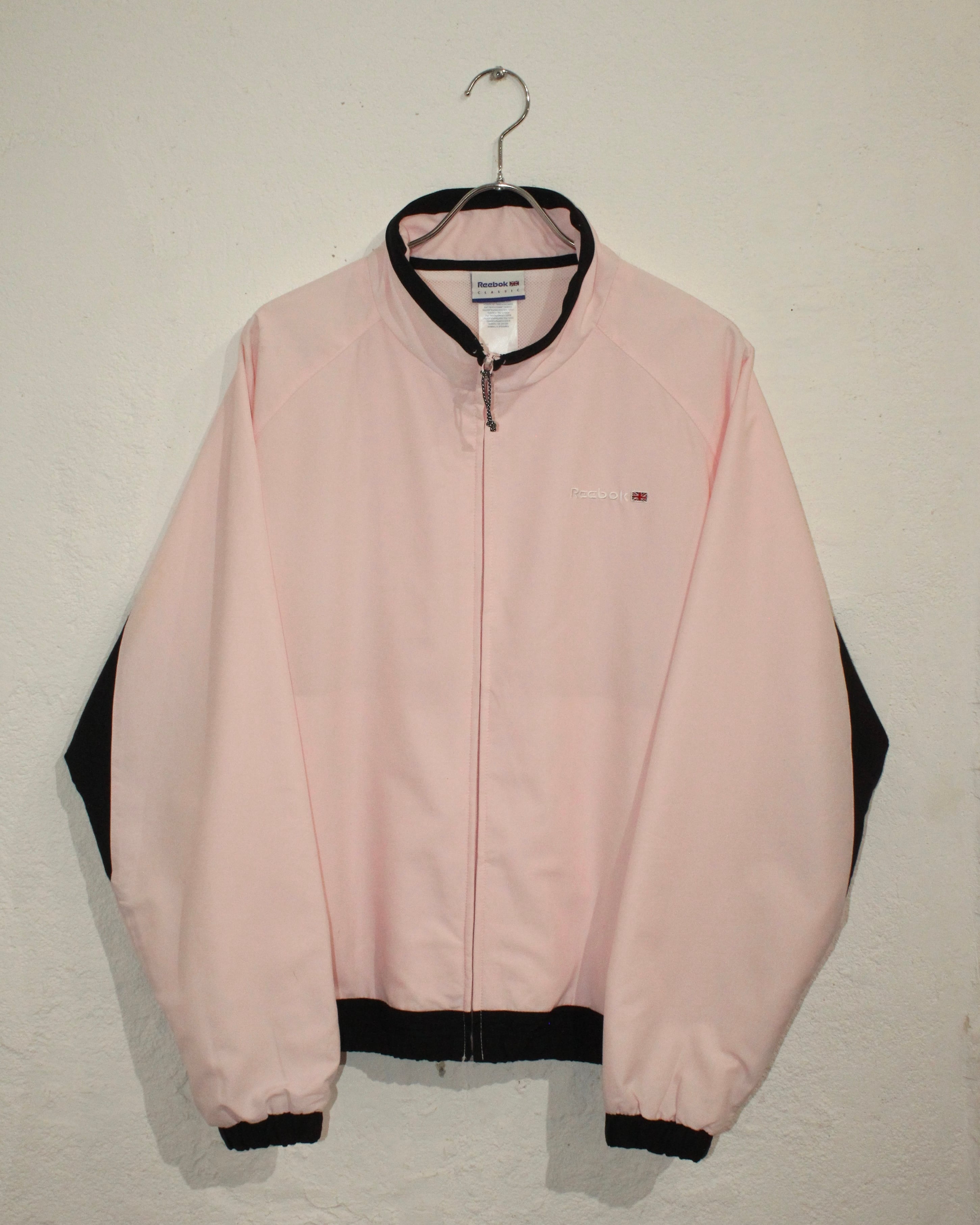 Reebok Pink×Black Bi-Color Nylon Track Top