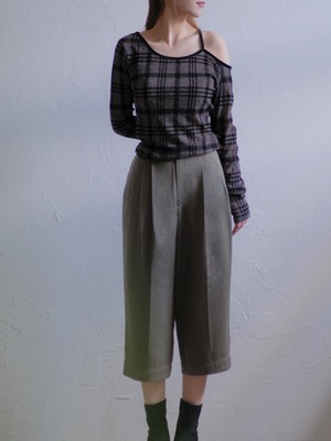 Check Sheer Top / BROWN