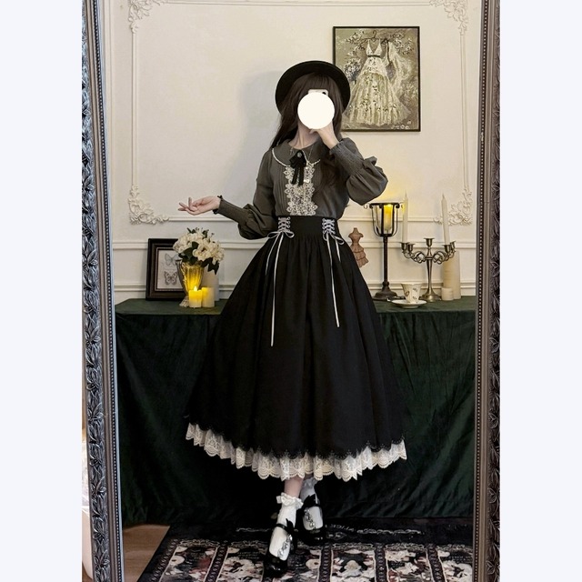 ロリィタ クラシカル編み上げスカート 甘ロリ 清楚系