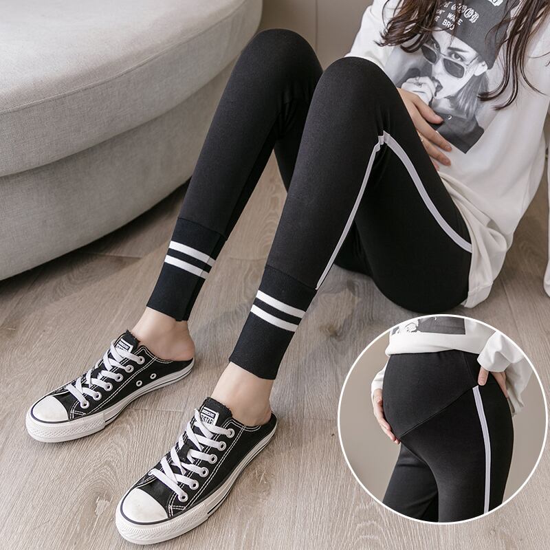 【新作】【送料無料】 326＃マタニティパンツ春秋ストライプ弾性ウエストベリーサポートパンツマタニティレギンスマタニティパンツ エラスティック 伸縮 スプリング 春物 オータム 秋物 AL expec391684158308