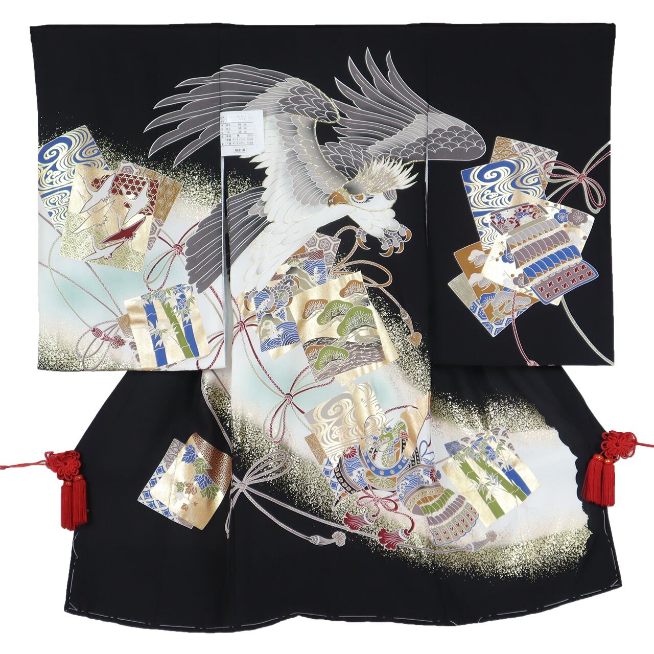 男児 お宮詣り 紋なし 産着一つ身着物 鷹 お宮参りきもの（一ツ身）