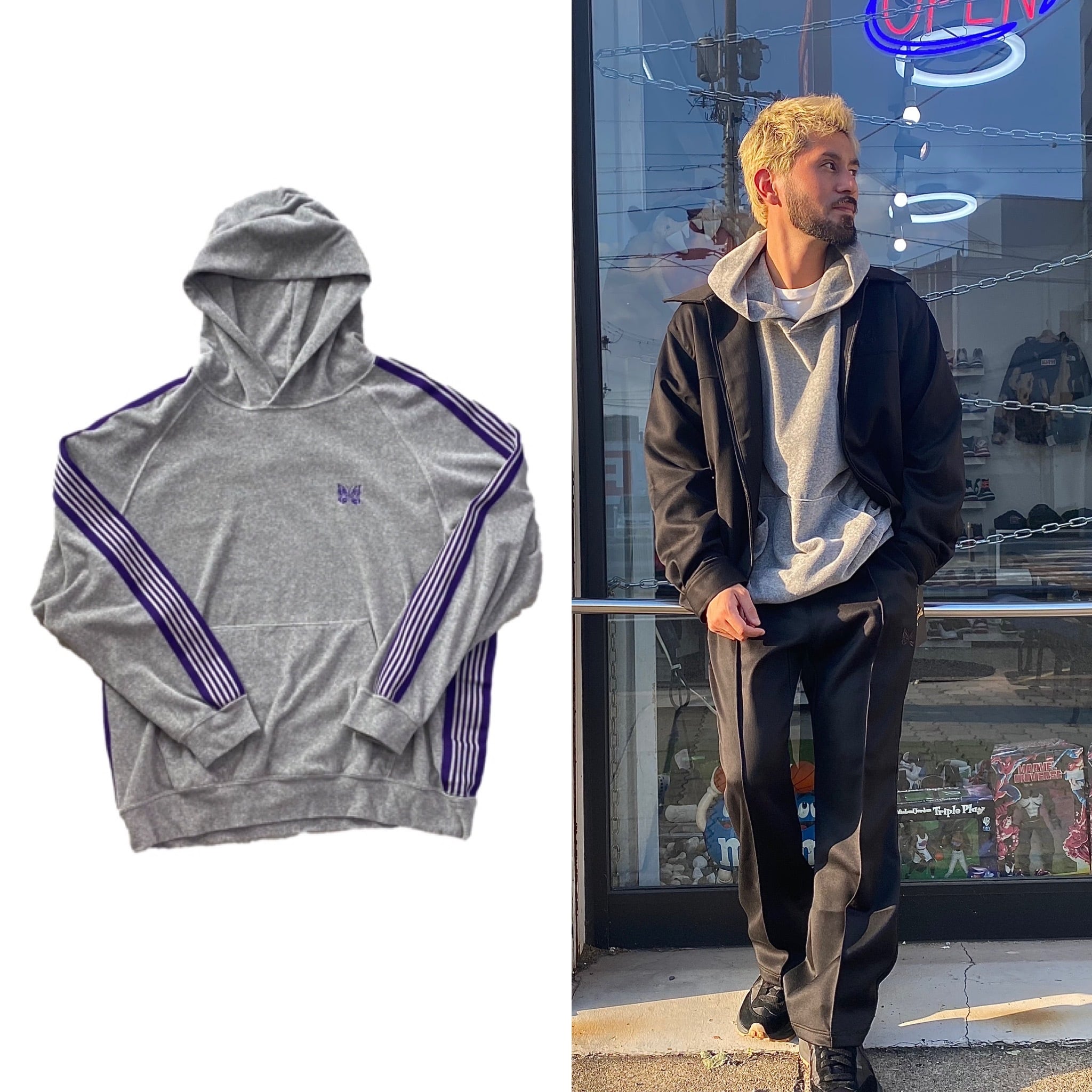 NEEDLES TRACK HOODIE - C/PE VELOUR XL GREY 96918 | BRAND BUYERS OSAKA