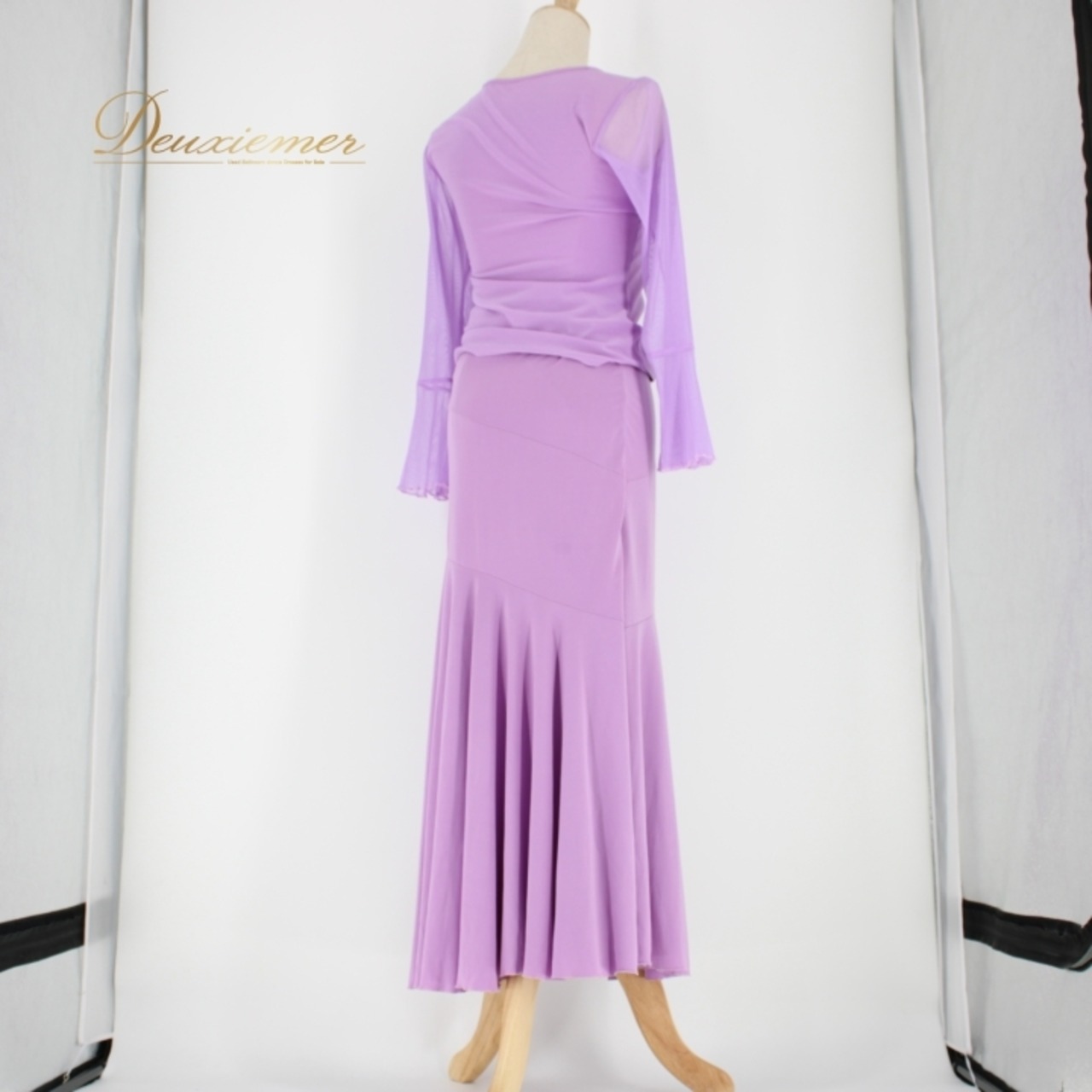 社交ダンス 衣装 スタンダード 上下セット ツーピース レッスンウェア パーティ衣装 Create-Sun クリエイトサン ICHIOKU イチオク パープル系 紫 ダンスウェア スカート トップス セットアップ ライラック 衣装 発表会 練習用 ユニフォーム おしゃれ ストレッチ フェミニン グラデーション おすすめ クリエイトサン イチオク 女性用 体型カバー