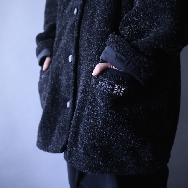 "reversible" boa fleece × shakashaka fabric over silhouette jacket