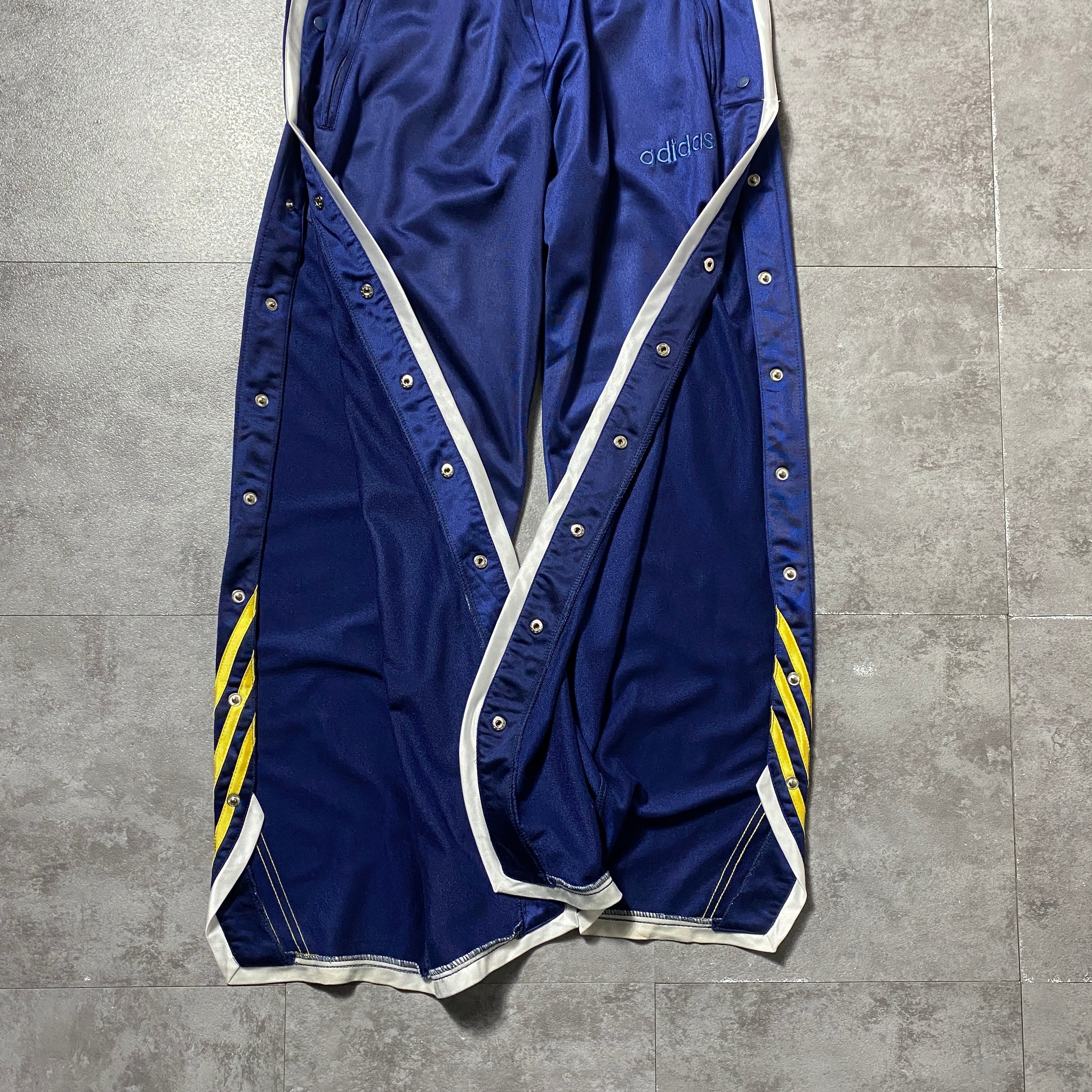 90's 00's adidas アディダス 刺繍文字ロゴ サイドスナップ ストライプ