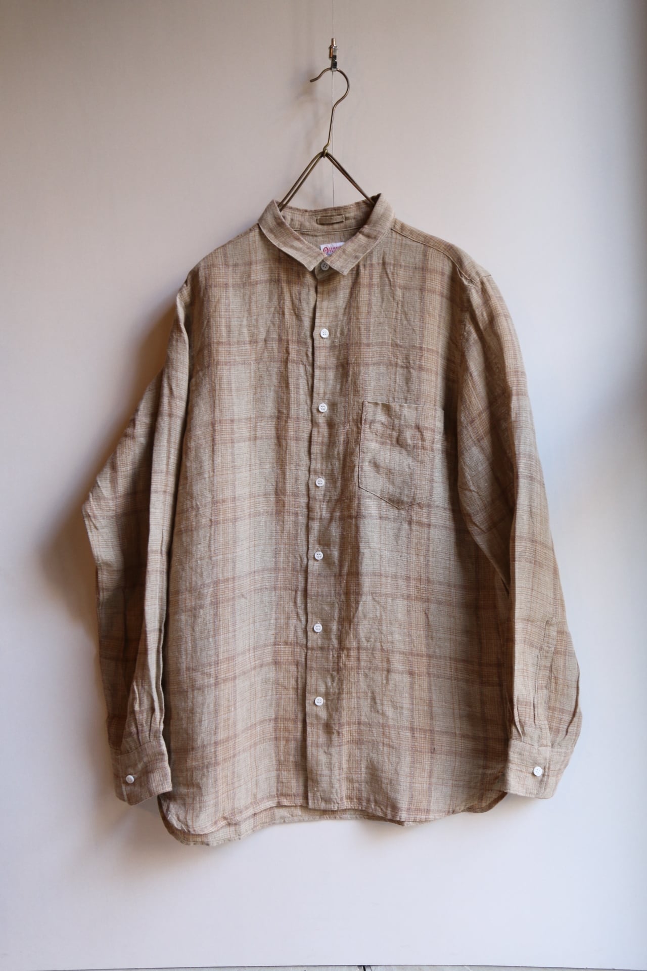 OLDMAN'S TAILOR/オールドマンズテーラー リネンスモールカラーシャツ　BEIGE　CHECK　＃SA333　メンズ【お問い合わせ商品】  | Routes*Roots powered by BASE