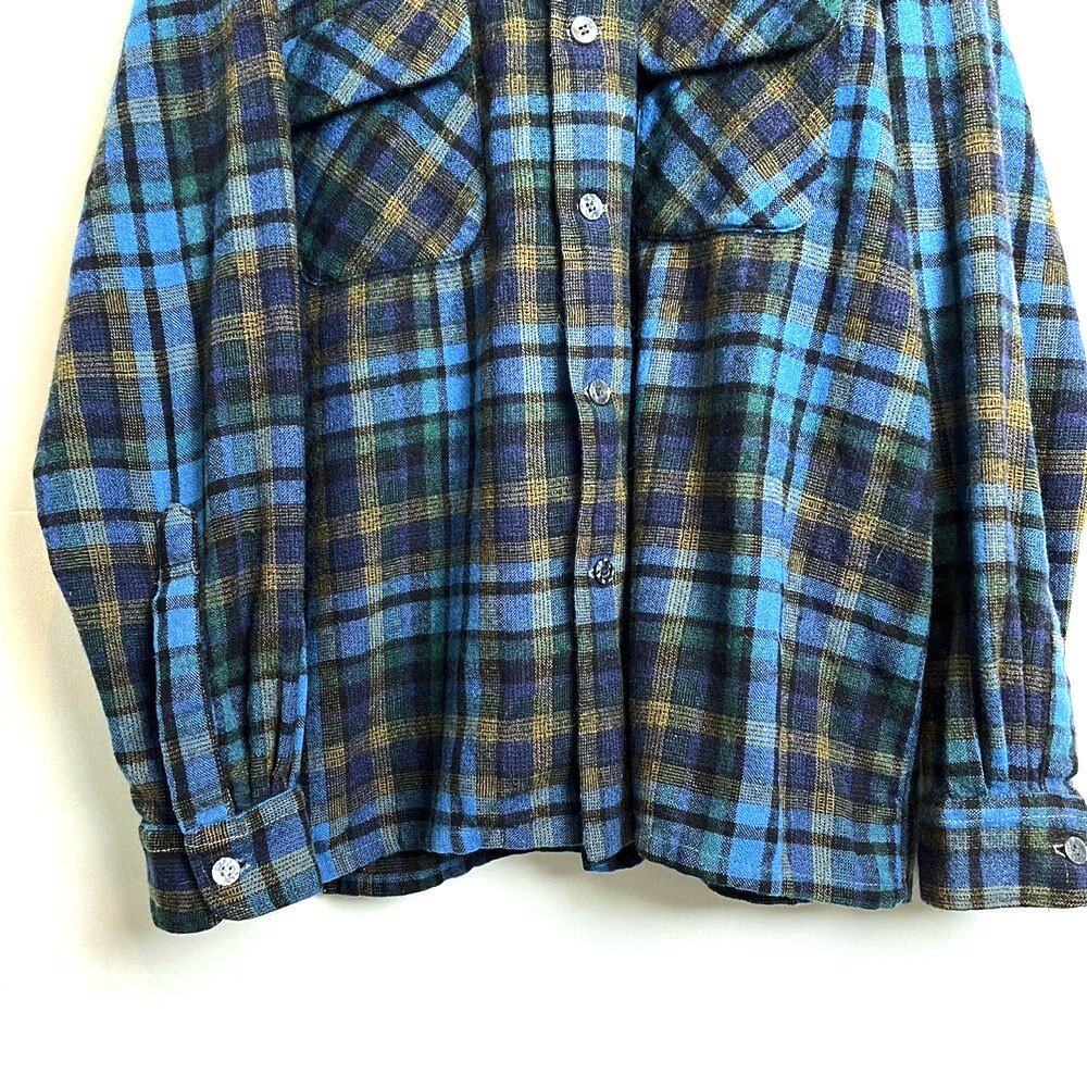Sears] Vintage Open Collar Wool Shirt [1970s-] Vintage Loop Collar 