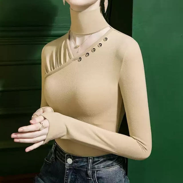 アシンメトリーデザイン ロングスリーブ トップス ds1008