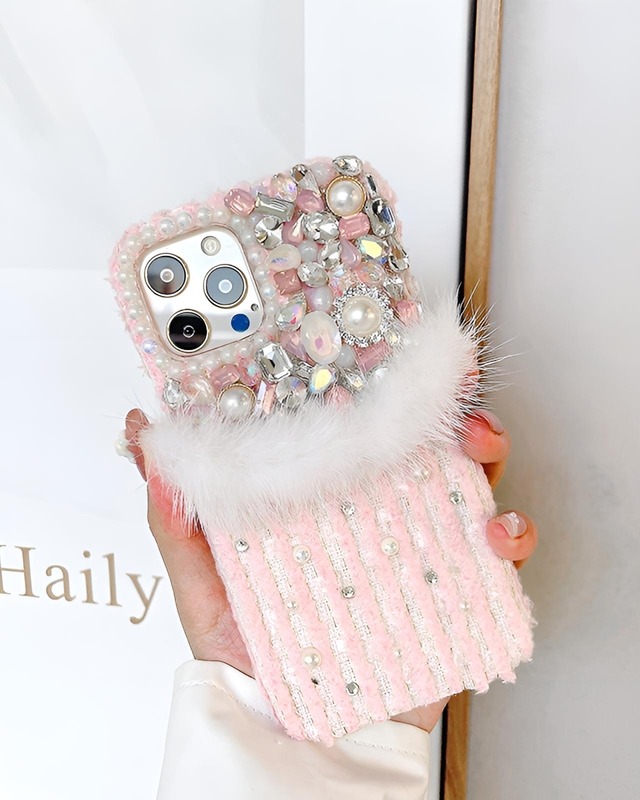 ピンクビジューファースマホケース　23W11028