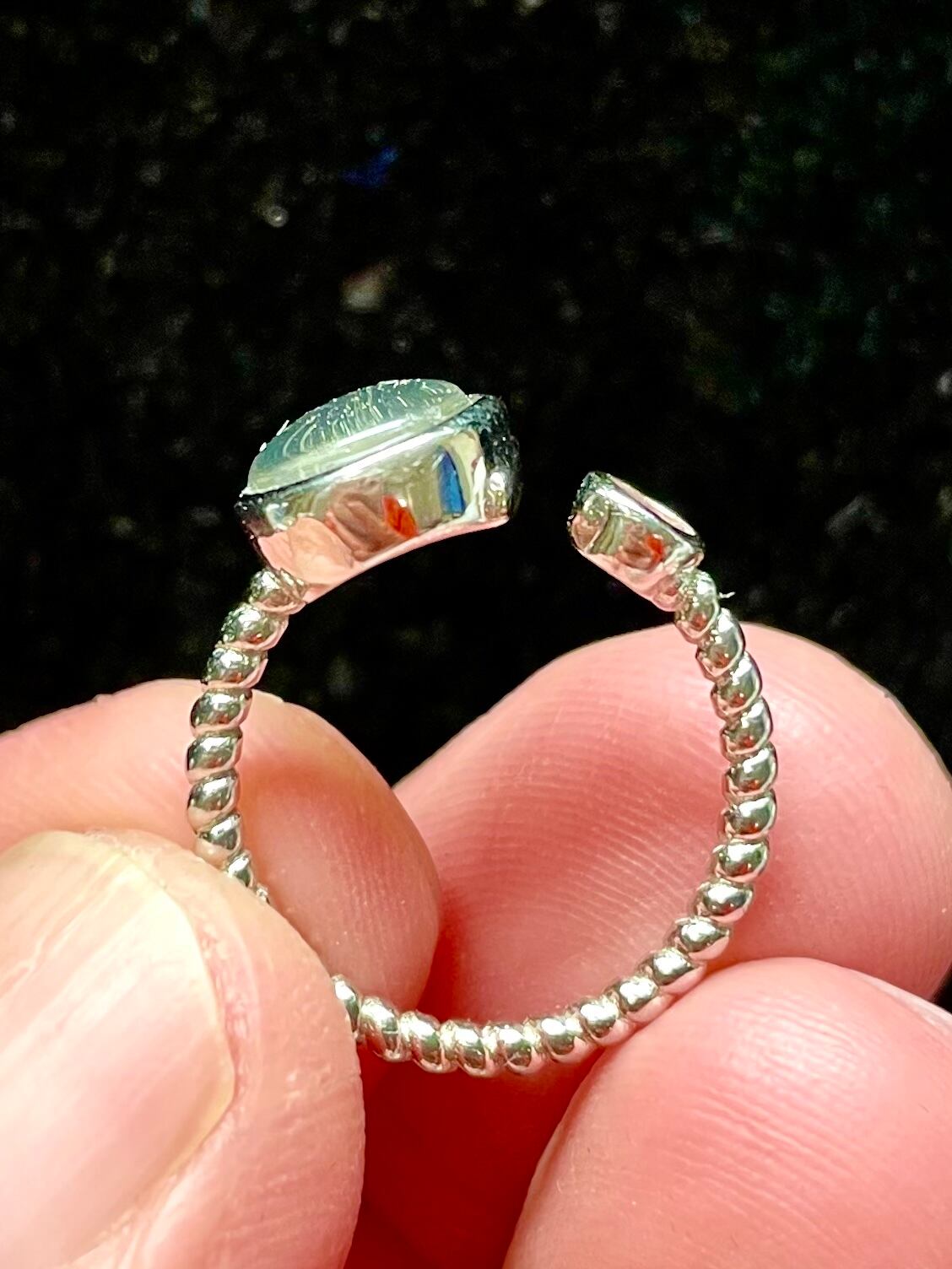 R-6 パラサイト隕石silverリング 指輪 パラサイト隕石、モルダバイト他隕石