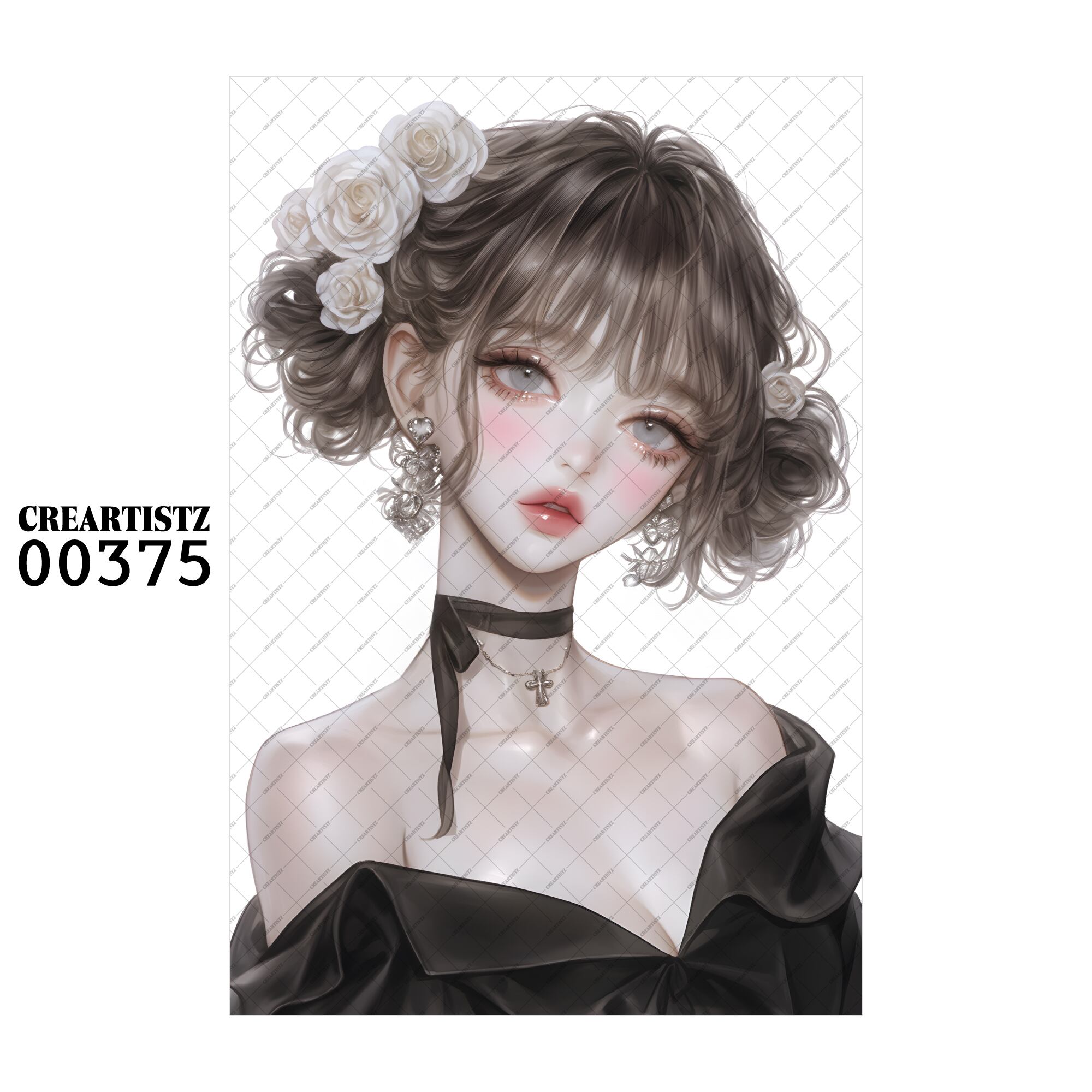 00375 ガール キュート オリジナル ペーパー/ステッカー 4枚セット CREARTISTZ