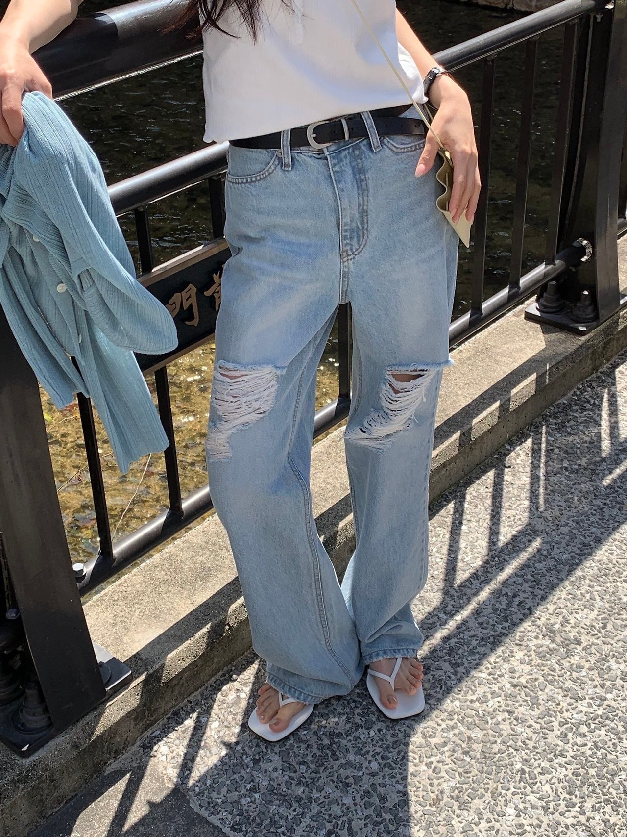 (予約) verveine / Mood straight damage denim