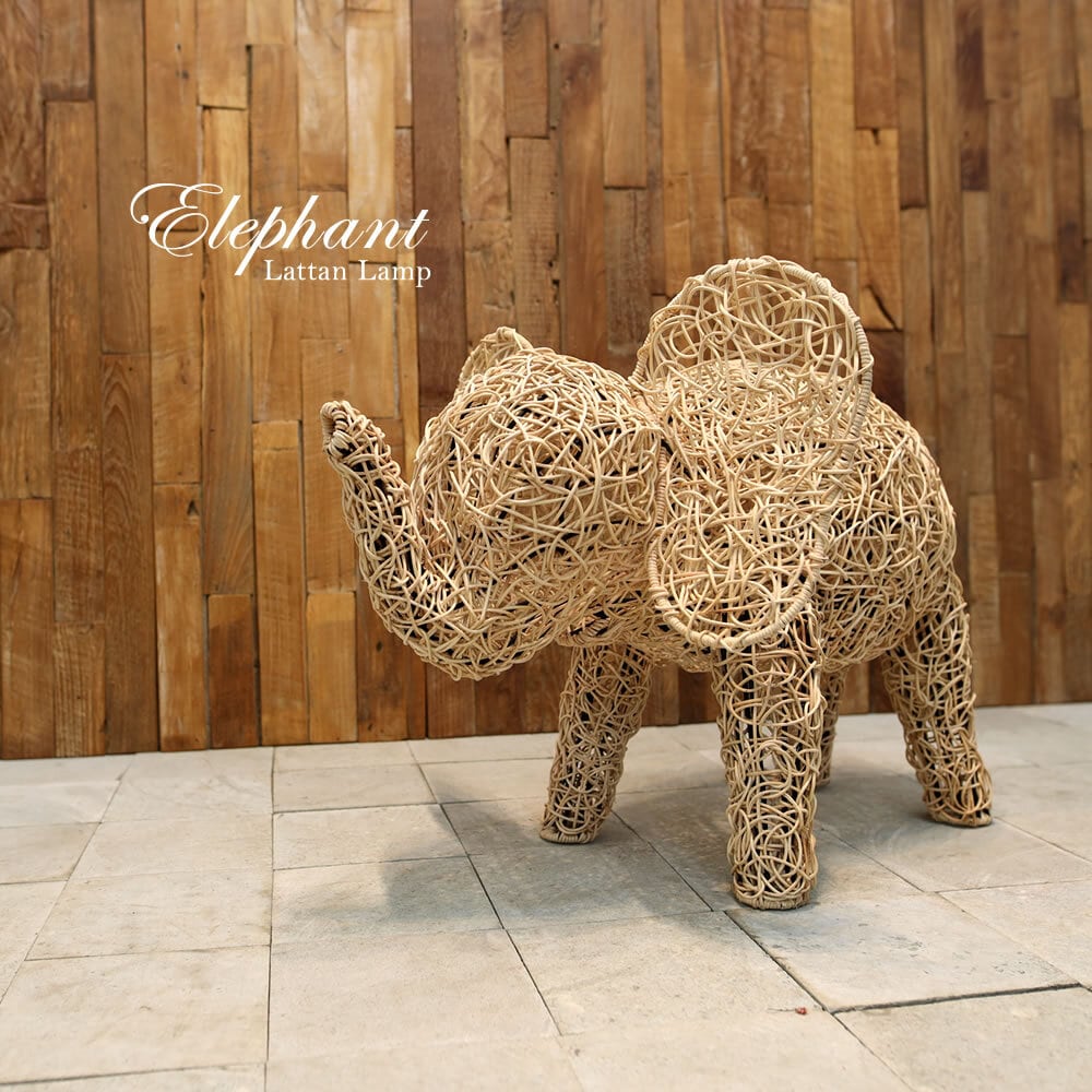 ゾウ 象 エレファント インテリア照明 籐 照明 ライト サスティナブル