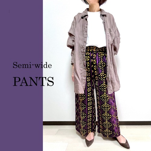 セミワイドパンツ／フリーサイズ／アフリカンプリント（sw-12）