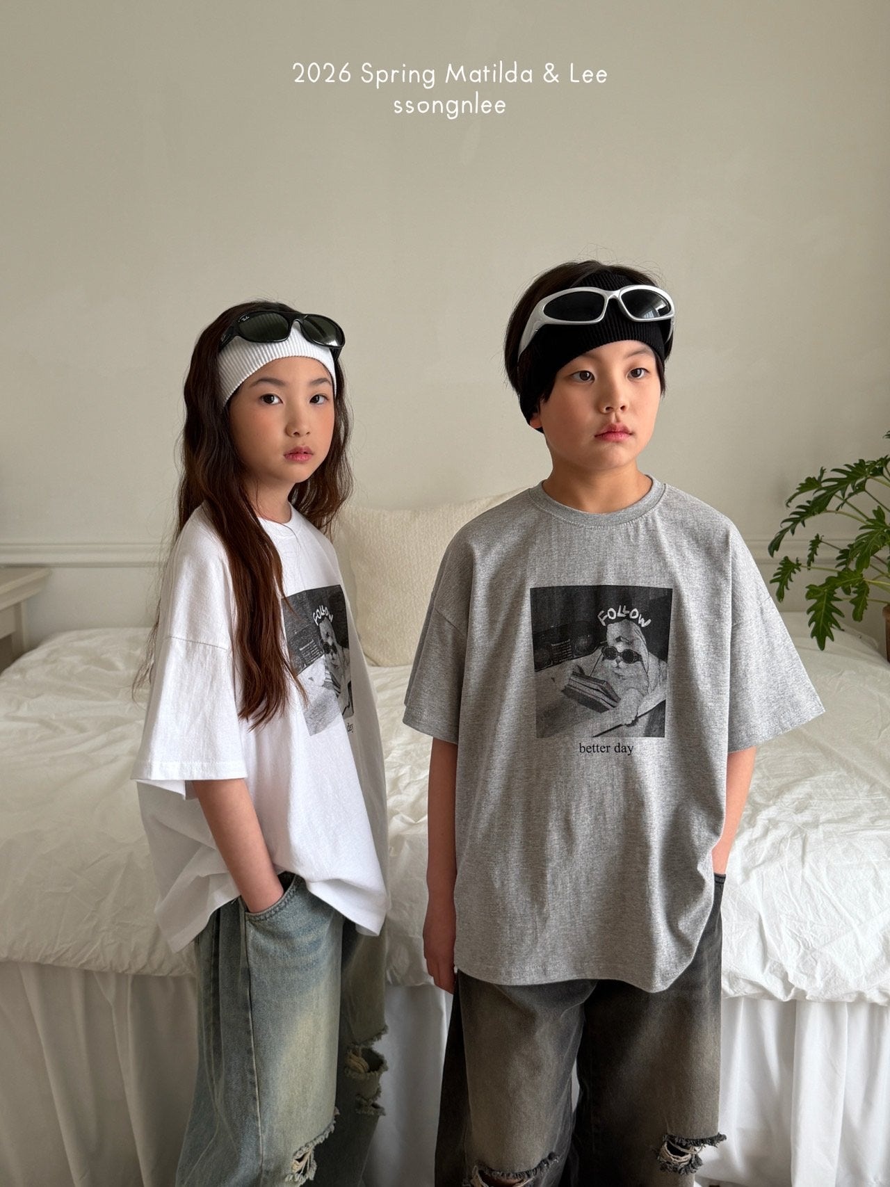 [Matilda&Lee] Follow Cat Short sleeve T-shirt (15/17/19) / [마틸다앤리] 팔로우고양이반팔티 (15/17/19)