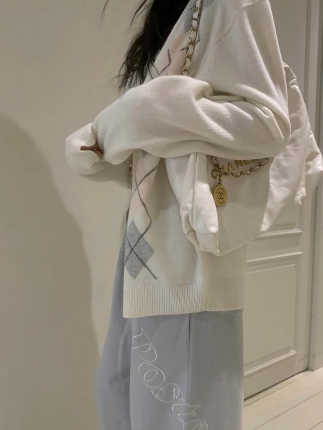 (予約) poster / Argyle boxy cardigan 3color