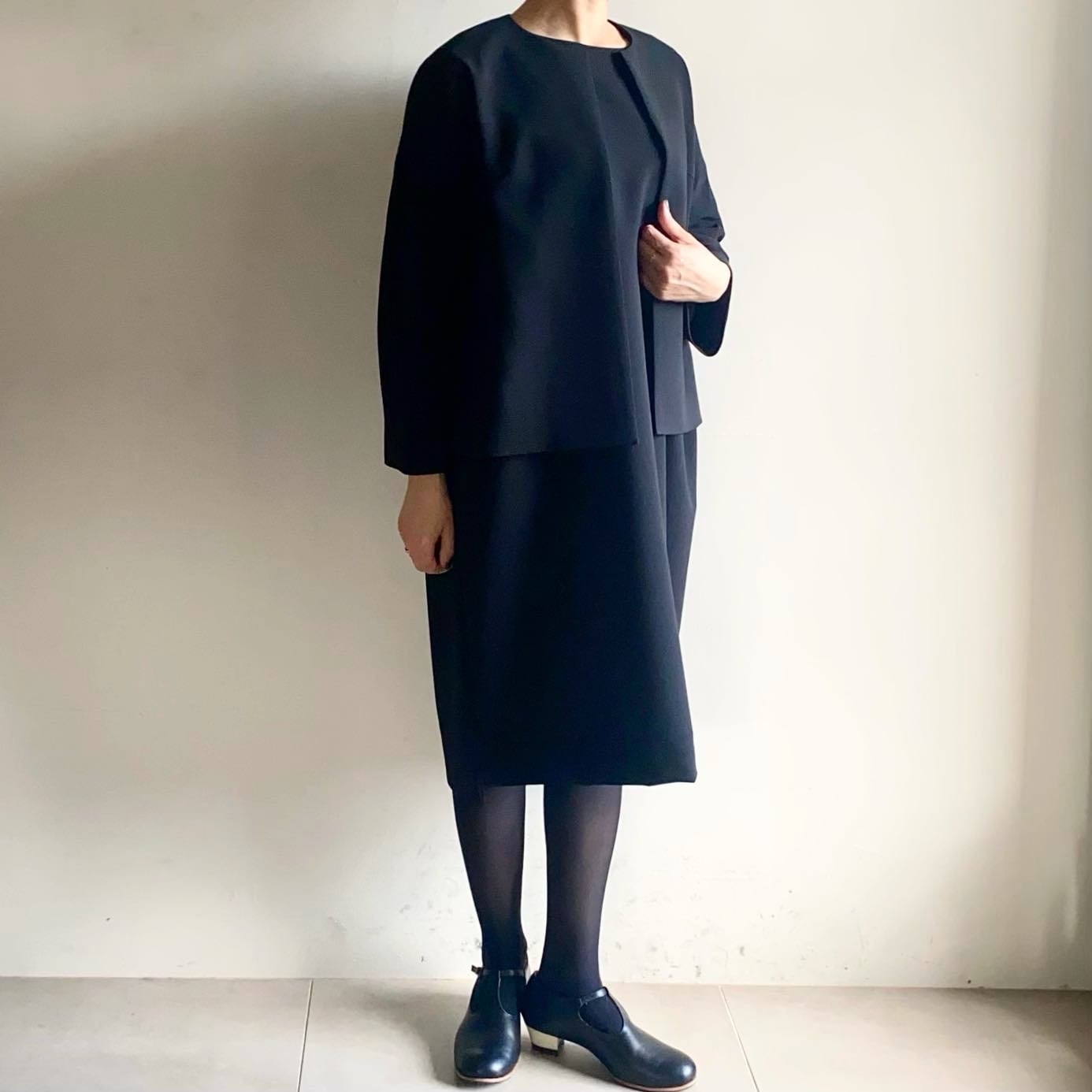 TRAVAIL MANUEL ダブルクロス ノーカラー ジャケット TRAVAIL MANUEL Wクロスノーカラージャケット/ネイビー TRAVAIL