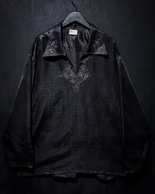 【WEAPON VINTAGE】Beautiful Embroidery Design L/S Skipper Shirt
