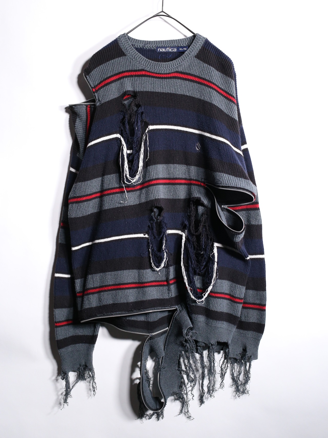 REMAKE / "boro" and "zip" custom cotton border knit - 11