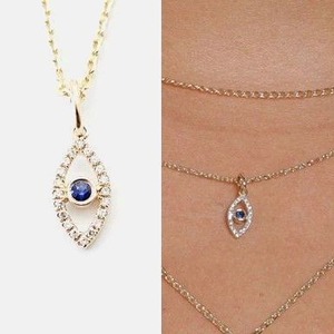 【レレリー】14K イーヴィルアイダイアモンドネックレス