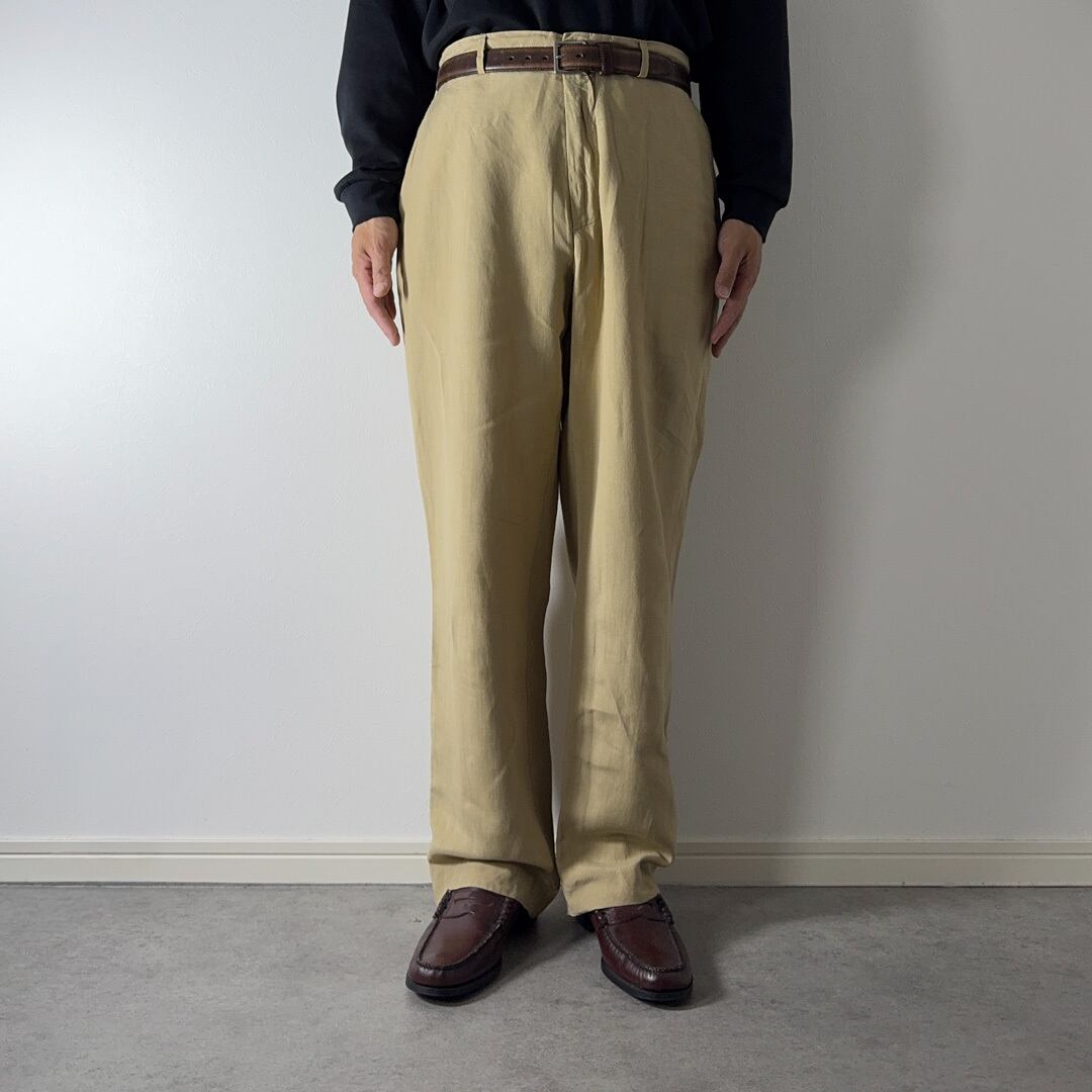 90s Polo by Ralph Lauren Linen-Silk Blend Trousers W35.5L29相当