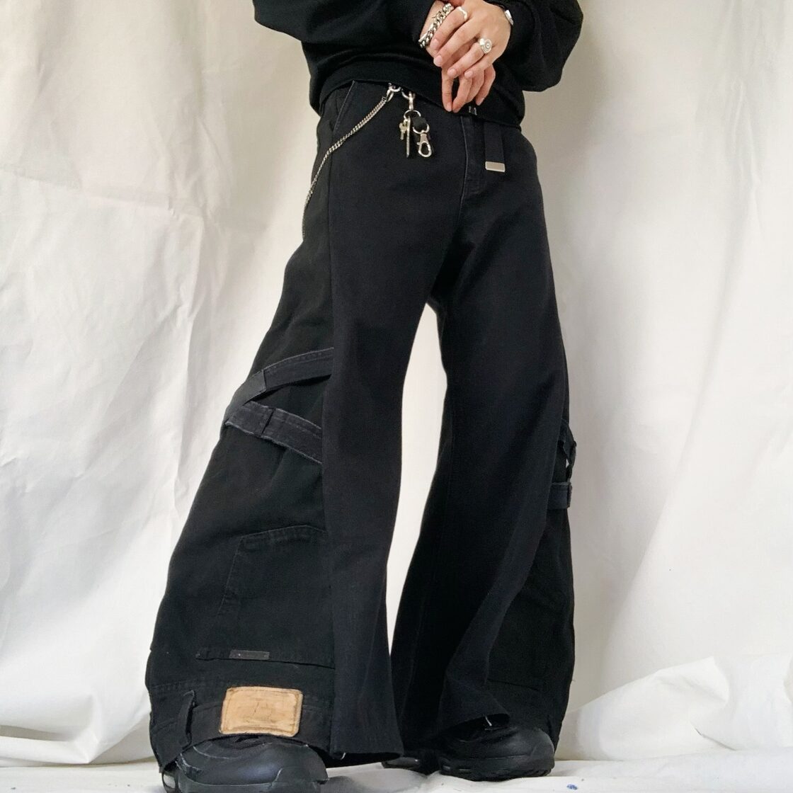 No.284【all black/Y2K】再構築 リメイク フレア デニム | Pay ID 