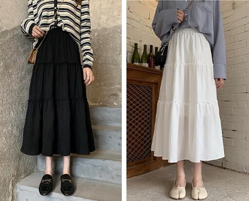 韓国風 chic ボトムス スカート Aライン ロング丈 プリーツスカート