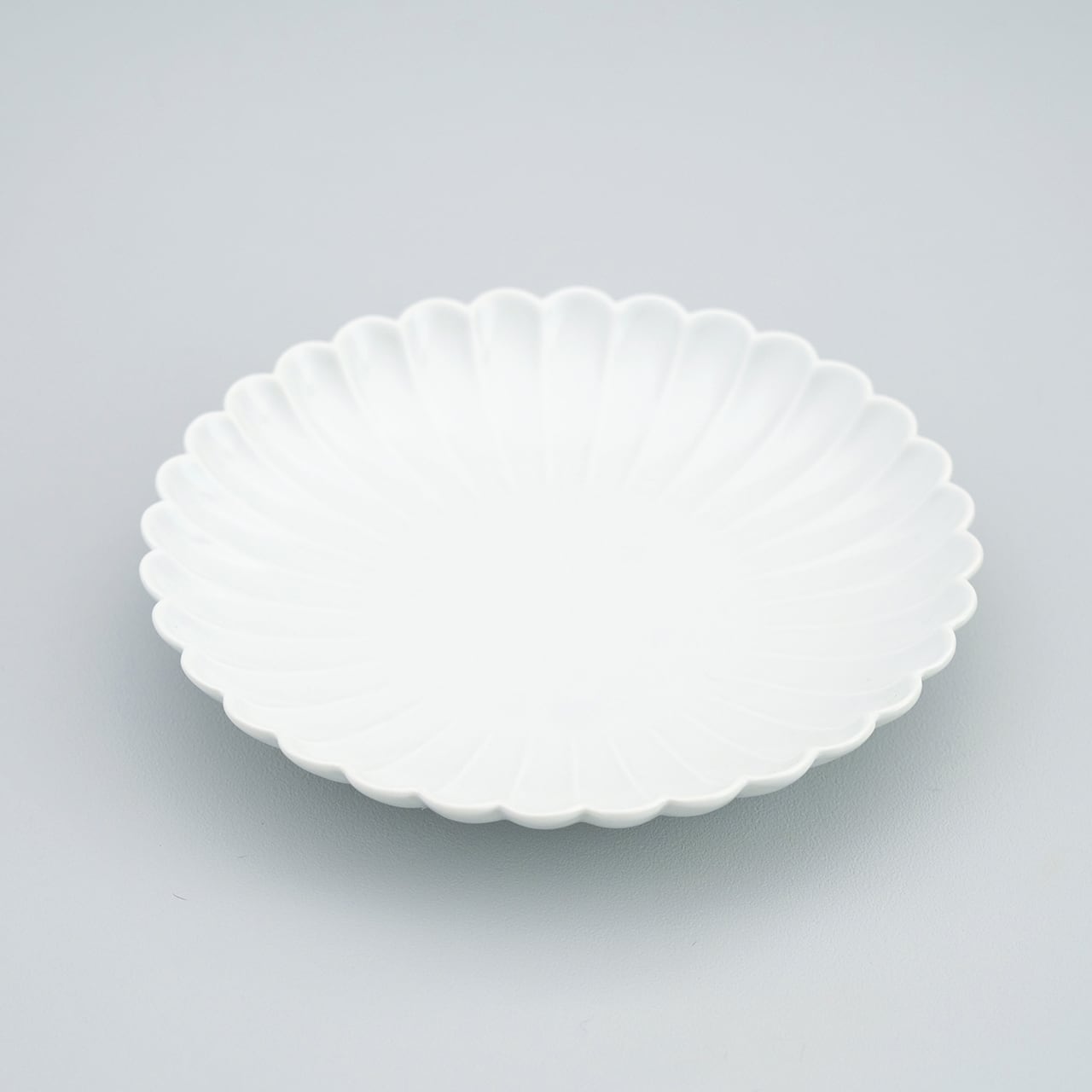 白マット菊彫り 7寸皿 (21cm) | plato 田中陶器店 │ 有田焼・伊万里焼