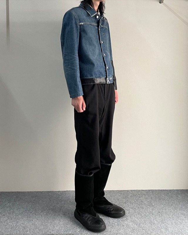 【2003s/s helmut lang】leather sleeve denim jacket