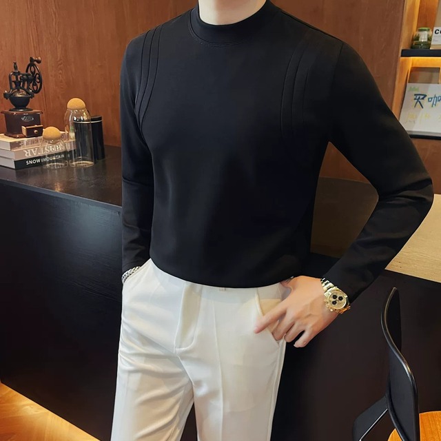 シームディテール モックネック 長袖Tシャツ 3color KA1494
