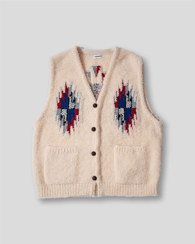 WOOL CHIMAYO JACQUARD VEST IVORY