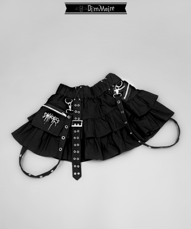 【AVENCHUMU×DimMoire】garter belt  frill original print skirt【White】