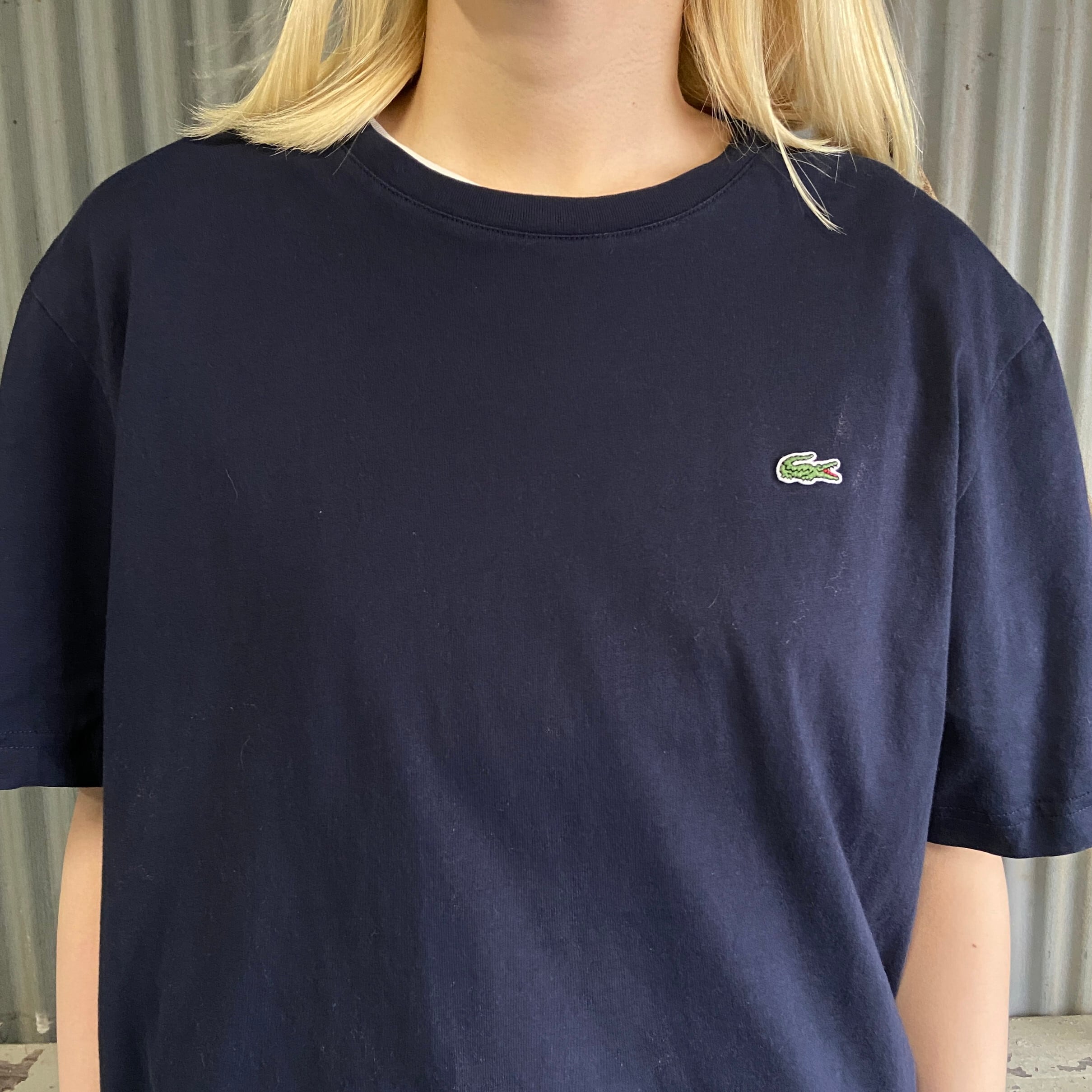 LACOSTE フレンチラコステ ワンポイントロゴ Tシャツ メンズL相当 古着 ネイビー 紺  フランス企画【Tシャツ】【PS2307T】【SS2308-3】 | cave 古着屋【公式】古着通販サイト