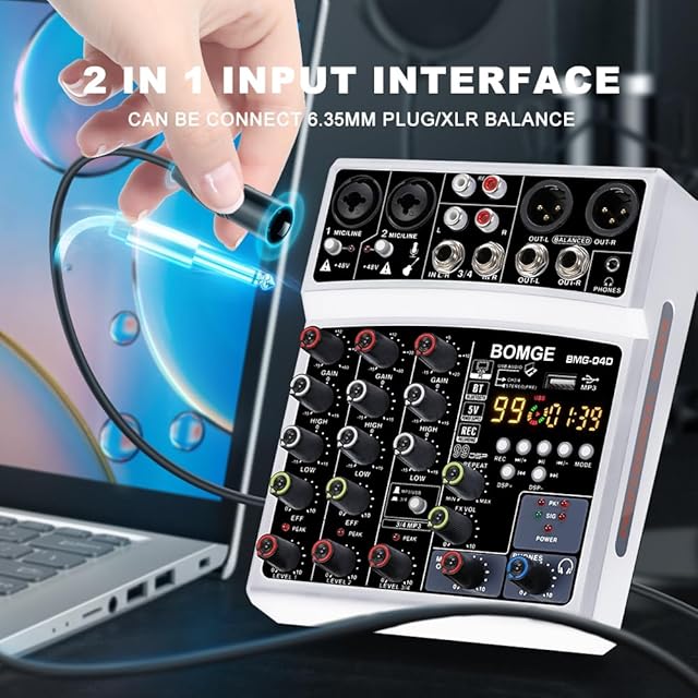 BOMGE4チャンネル99DSPdjオーディオサウンドミキサーインターフェース