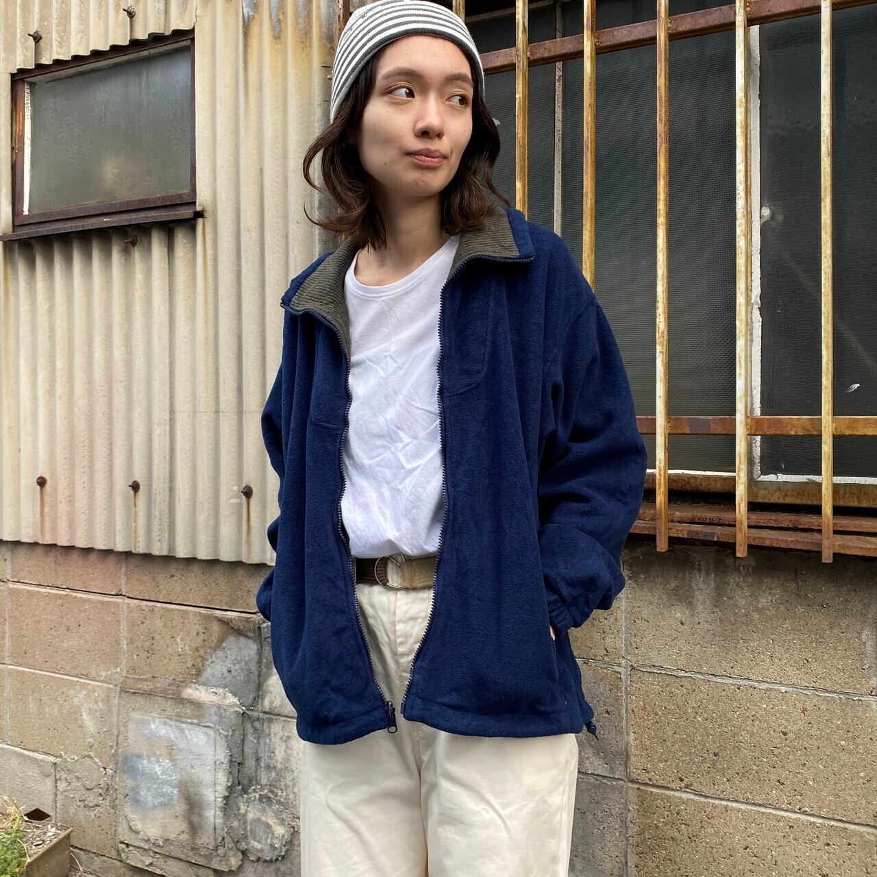 90年代 ヴィンテージ Columbia コロンビア フルジップ フリースジャケット レディースl 古着 ネイビー 紺 90s ビンテージ 無地 フリースジャケット Cave 古着屋 公式 古着通販サイト